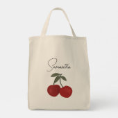 Two Red Cherries Illustration | Cute Fruit Art  トートバッグ (裏面)