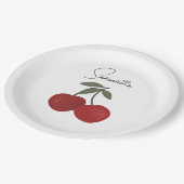 Two Red Cherries Illustration | Cute Fruit Art  ペーパープレート (アングル)