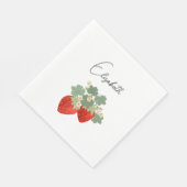 Two Red Strawberries with Leaves & Flowers | Fruit スタンダードランチョンナプキン (角)