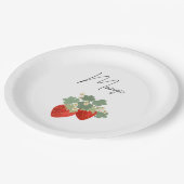 Two Red Strawberries with Leaves & Flowers | Fruit ペーパープレート (アングル)