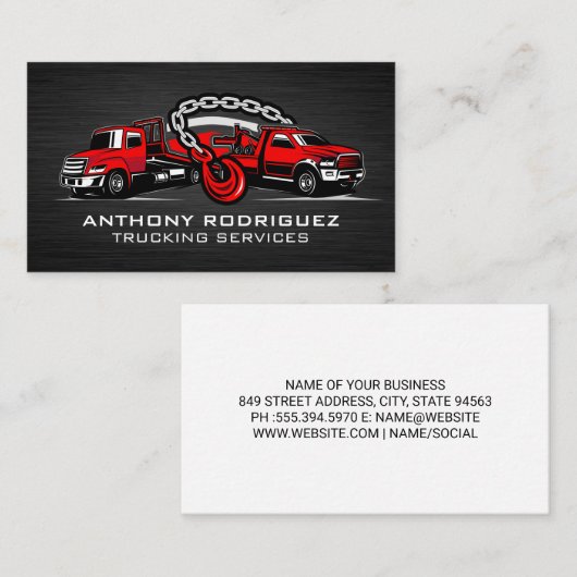 Two Red Towing Trucks 名刺 (正面/裏面)