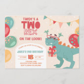 Two Rex Birthday Invitation. Dino 2nd Invite. Prin 招待状 (正面)