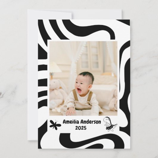 Two Rex Ready dinosaur, girl Second Birthday Party 招待状 (裏面)