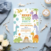 Two Rex Ready Two Party, Boy Second Birthday Party 招待状