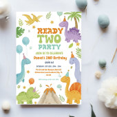 Two Rex Ready Two Party, Boy Second Birthday Party 招待状