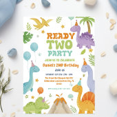 Two Rex Ready Two Party, Boy Second Birthday Party 招待状
