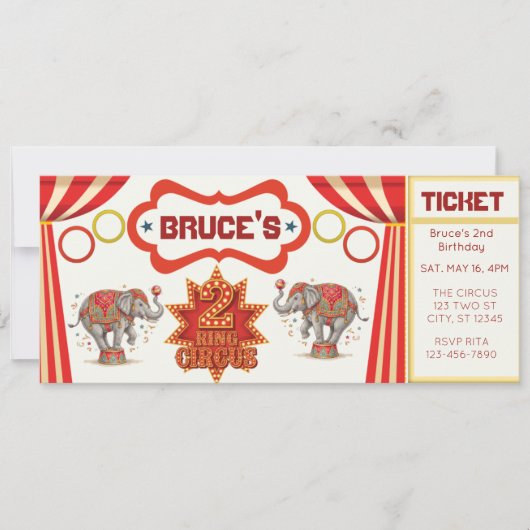 Two Ring Circus, 2nd Birthday Ticket Invitation (正面)