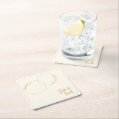 Two Rings Minimalist Wedding Paper Coaster スクエアペーパーコースター (インサイチュ)