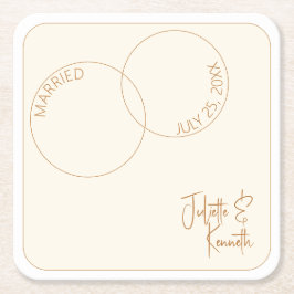 Two Rings Minimalist Wedding Paper Coaster スクエアペーパーコースター