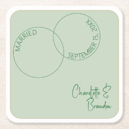 Two Rings Minimalist Wedding Paper Coaster スクエアペーパーコースター