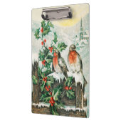 Two robins on a fence in the snow クリップボード (左)