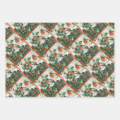 Two robins on a fence in the snow ラッピングペーパーシート (正面2)