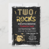 Two Rocksロックスタードラムセット2歳の誕生日招待状 招待状 (正面)