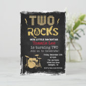 Two Rocksロックスタードラムセット2歳の誕生日招待状 招待状 (スタンド正面)