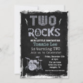 Two Rocksロックスタードラムセット2歳の誕生日招待状 招待状 (正面)