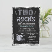 Two Rocksロックスタードラムセット2歳の誕生日招待状 招待状 (スタンド正面)