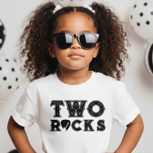 Two Rocks Guitar Pick 2nd Birthday Party ベビーTシャツ