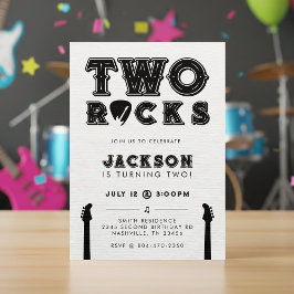 Two Rocks Guitar Pick 2nd Birthday Party 招待状
