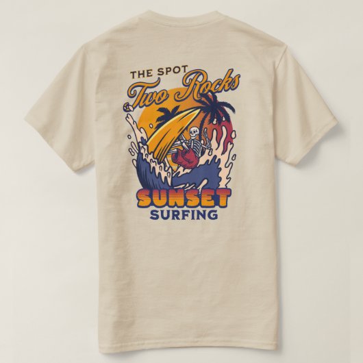 Two Rocks SurfとビーチTシャツ Tシャツ (デザイン裏面)