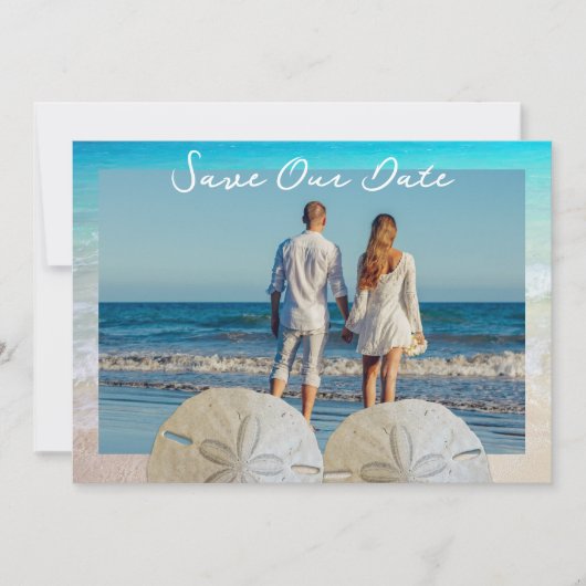 Two Sand Dolles写真Save the Date Flat Cards (正面)
