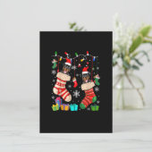 Two Santa Rottweiler Dogs In Christmas Socks Dog L 招待状 (スタンド正面)