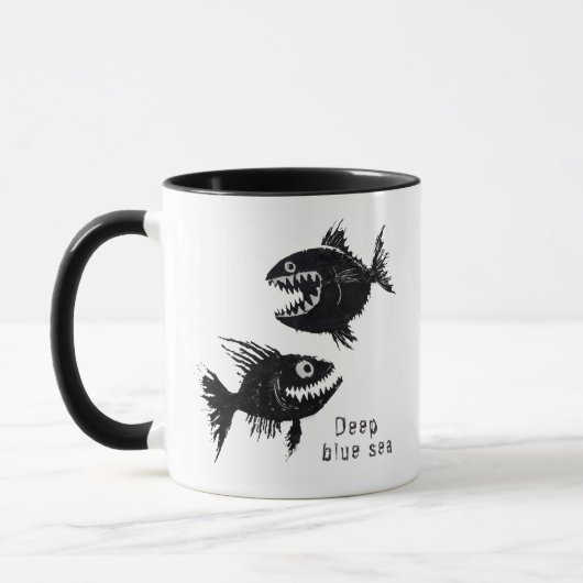 Two scary fish, personalized マグカップ (左)