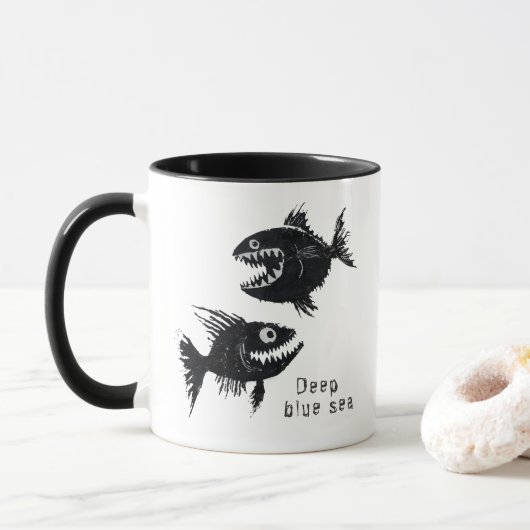 Two scary fish, personalized マグカップ (ドーナツ)