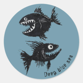 Two scary fish, personalized ラウンドシール