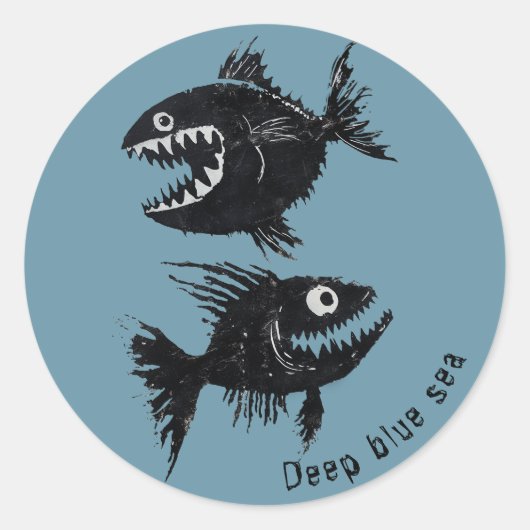 Two scary fish, personalized ラウンドシール (正面)
