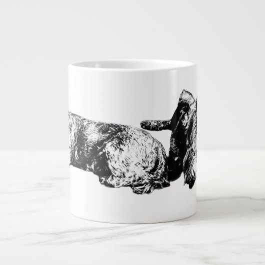 Two Schnauzers – Black & White Dog Mug ジャンボコーヒーマグカップ (正面)