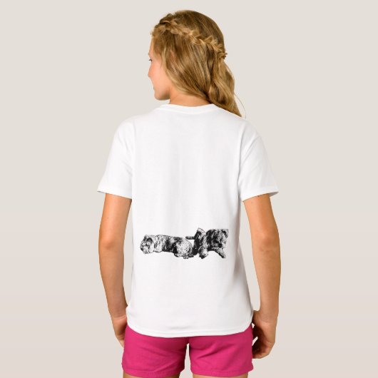 Two Schnauzers – Grayscale Dog Tee Tシャツ (裏面フル)