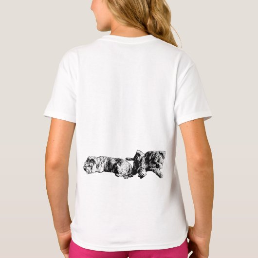 Two Schnauzers – Grayscale Dog Tee Tシャツ (裏面)