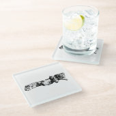 Two Schnauzers – Ink Art Dog Coaster ガラスコースター (アングル)