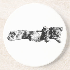 Two Schnauzers – Ink Art Dog Coaster コースター