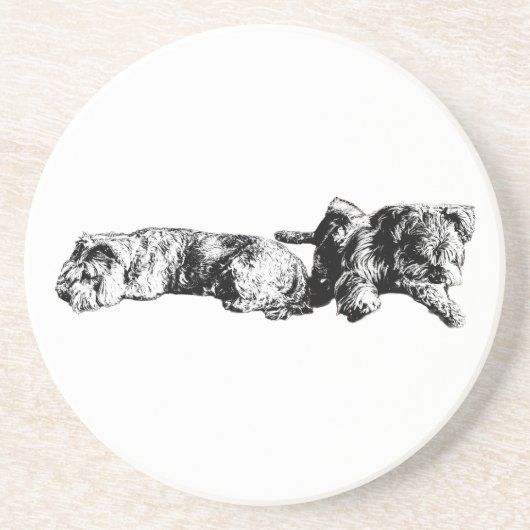 Two Schnauzers – Ink Art Dog Coaster コースター (正面)