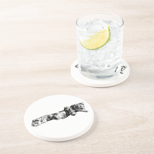 Two Schnauzers – Ink Art Dog Coaster コースター (側面)
