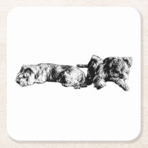 Two Schnauzers – Ink Art Dog Coaster