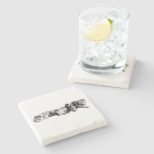 Two Schnauzers – Ink Art Dog Coaster ストーンコースター (横)