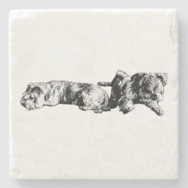 Two Schnauzers – Ink Art Dog Coaster ストーンコースター