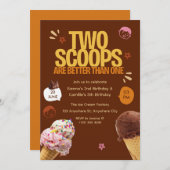Two Scoops are Better Than One Ice Cream Birthday 招待状 (正面/裏面)