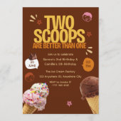 Two Scoops are Better Than One Ice Cream Birthday 招待状 (正面)