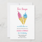 two scoops ice cream birthday invitation 招待状 (正面)