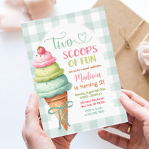 Two Scoops Of Fun Ice Cream Bow 2nd Birthday