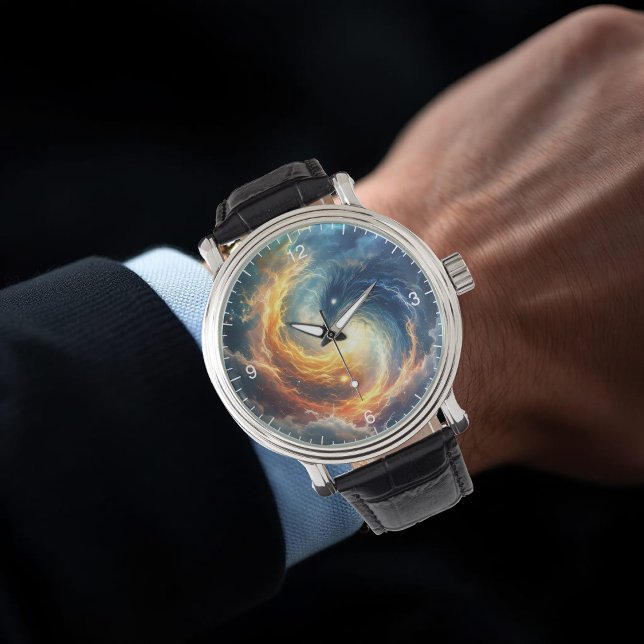 Two sea monsters chase each other above a dark 腕時計 (クリエイターアップロード済み)