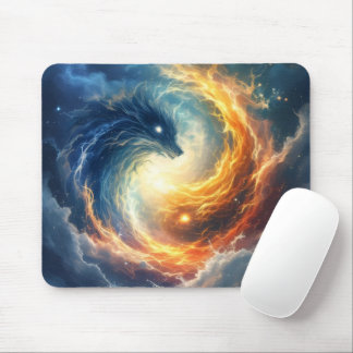 Two sea monsters chase each other, fantasy  マウスパッド