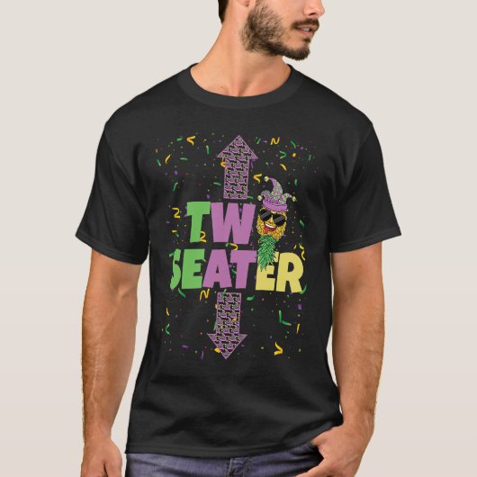 Two Seater Mardi Gras Upside Down Pineapple Swinge Tシャツ (正面)