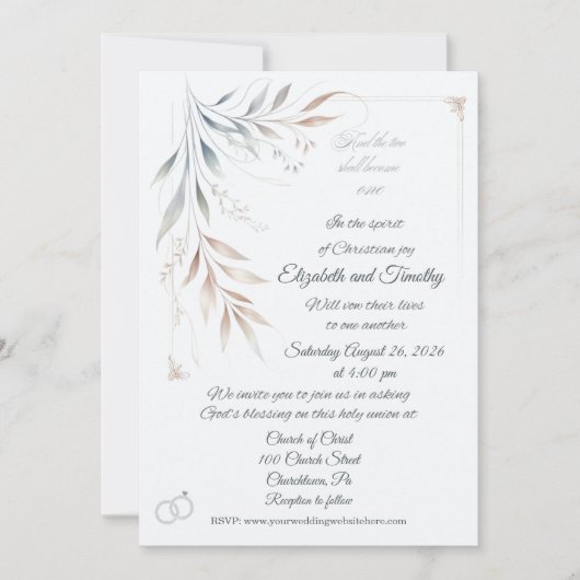 Two Shall Become One Christian Wedding Invitation 招待状 (正面)