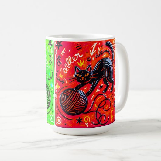 Two-Sided Cat コーヒーマグカップ (正面右)