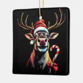 Two Sided Christmas Reindeer  セラミックオーナメント (左)