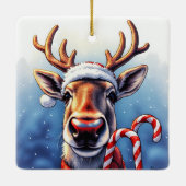 Two Sided Christmas Reindeer  セラミックオーナメント (裏面)